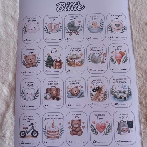 Affiche personnalisée « Mes premières fois de bébé »