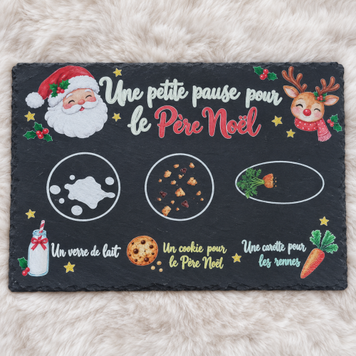 Plateau du Père Noël en ardoise – 20 × 30 cm